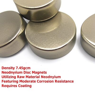 좋은 가격 Density 7.45gcm Neodymium Disc Magnets Utilizing Raw Material Neodymium Featuring Moderate Corrosion Resistance Requires Coating 온라인으로